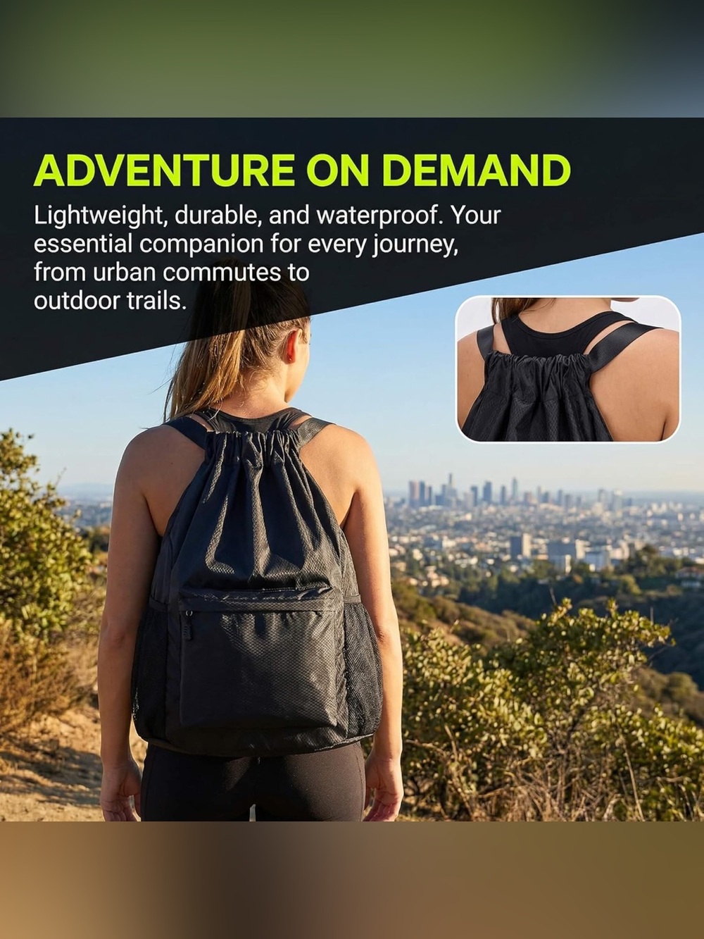 Waterproof Drawstring Backpack - Picture 5 of 9